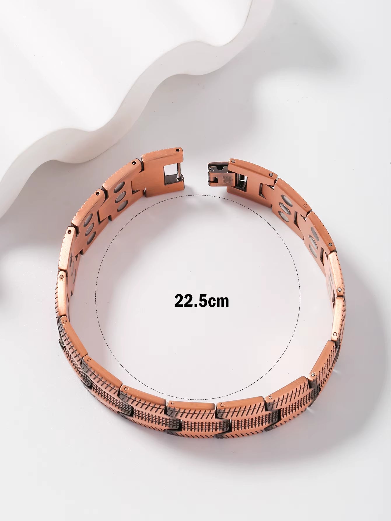 A Red Copper Men'S Dating Retro Ultra Wide Three Row Magnetic Therapy Bracelet